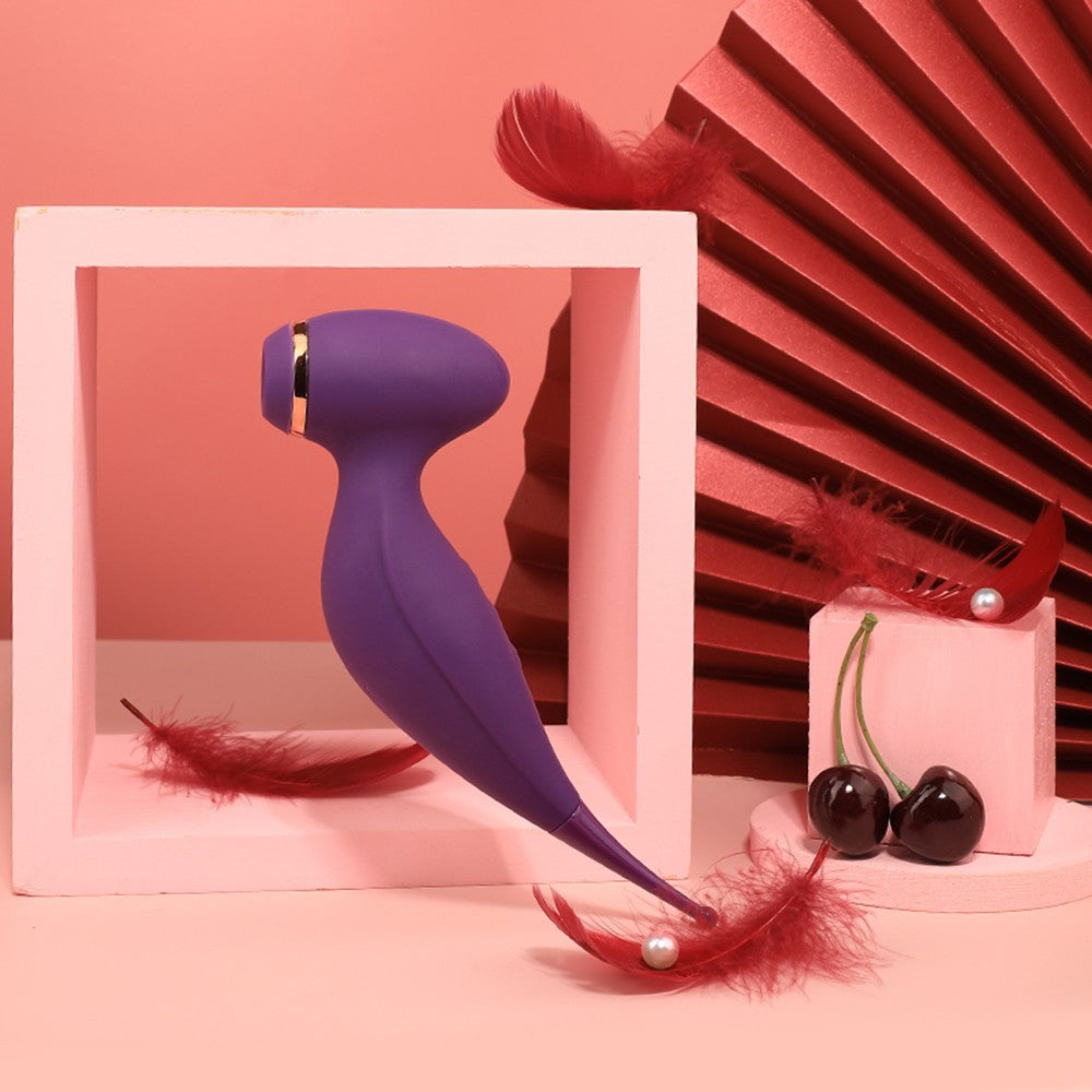 Oiseau du Paradis - Vibromasseur 2 en 1 avec vibration clitoridienne par membrane et embout stimulateur violet - SecretMinuit