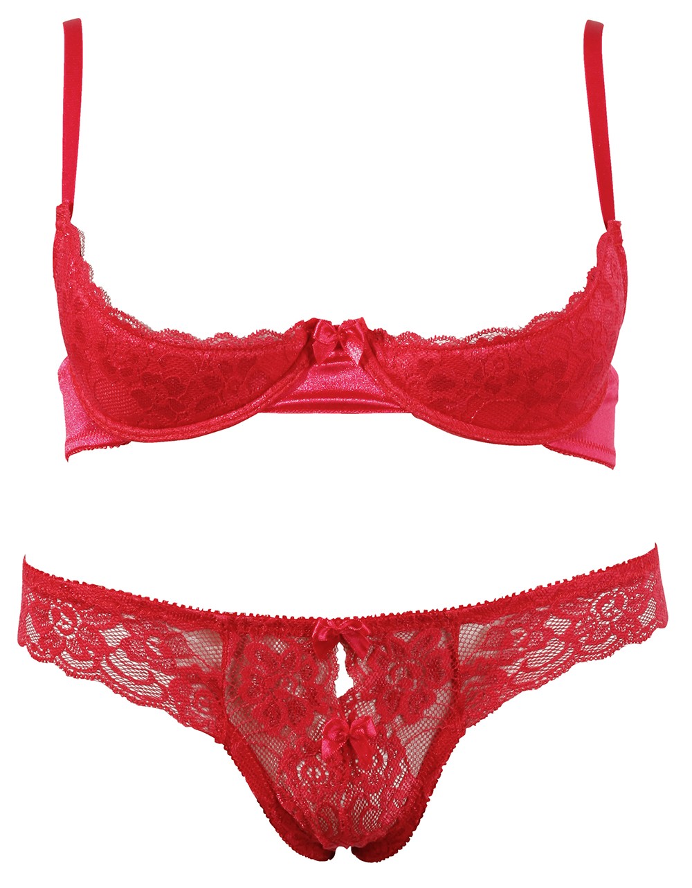Soutien-gorge demi seins avec armatures et son string ouvert - R2220199 - SecretMinuit