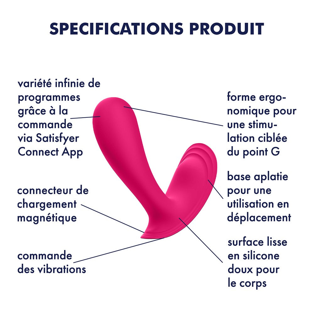 2 en 1 Vibromasseur et stimulateur clitoridien rose connecté Top Secret Satisfyer - SecretMinuit