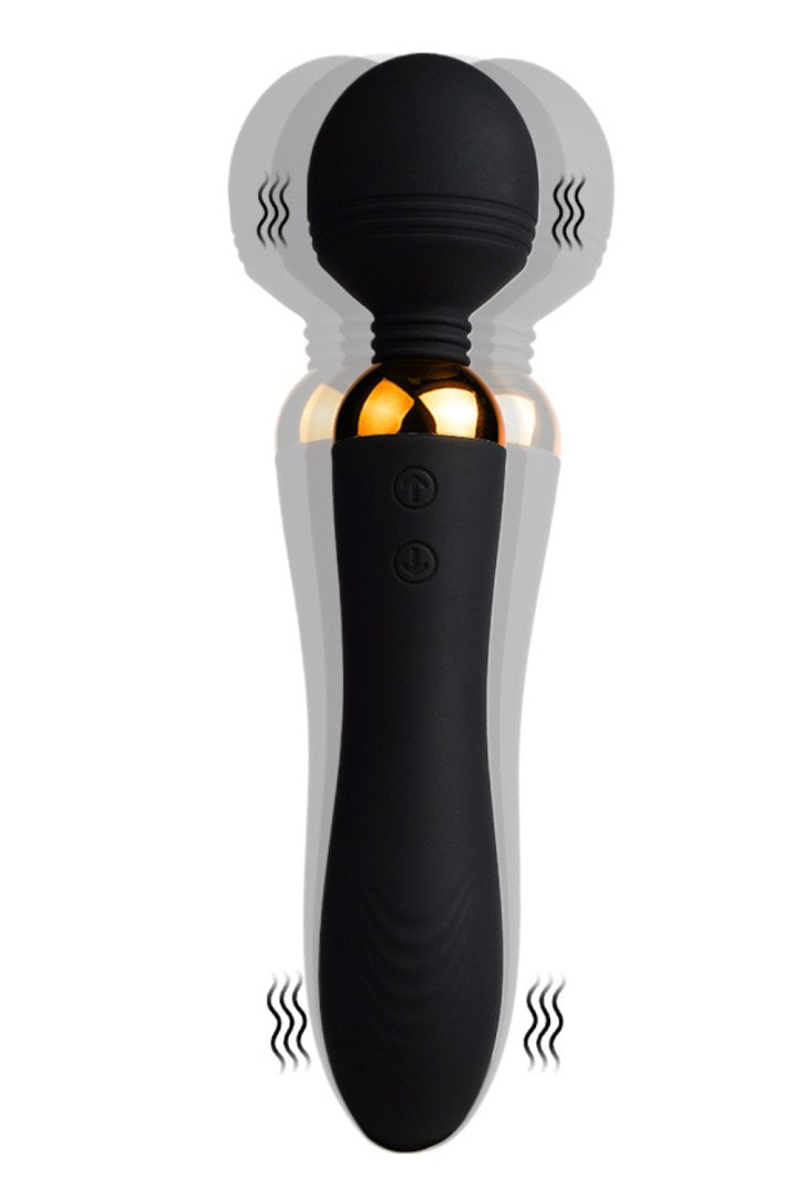 SHAKE Noir, Vibromasseur Wand USB en silicone médical avec 2 puissants moteurs indépendants - SecretMinuit