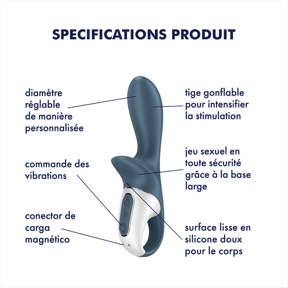 Vibromasseur gonflable anal gris USB Air Pump Booty 2 Satisfyer - SecretMinuit