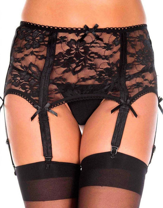 Porte-jarretelles noir sexy large dentelle florale - MH7728BLK - SecretMinuit