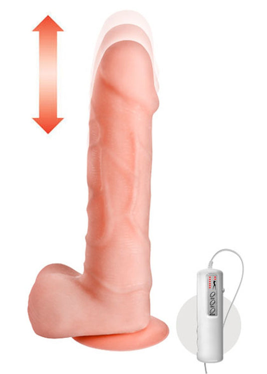 Vibromasseur gode réaliste ventouse et testicules 21 cm va-et-vient avec télécommande - SecretMinuit
