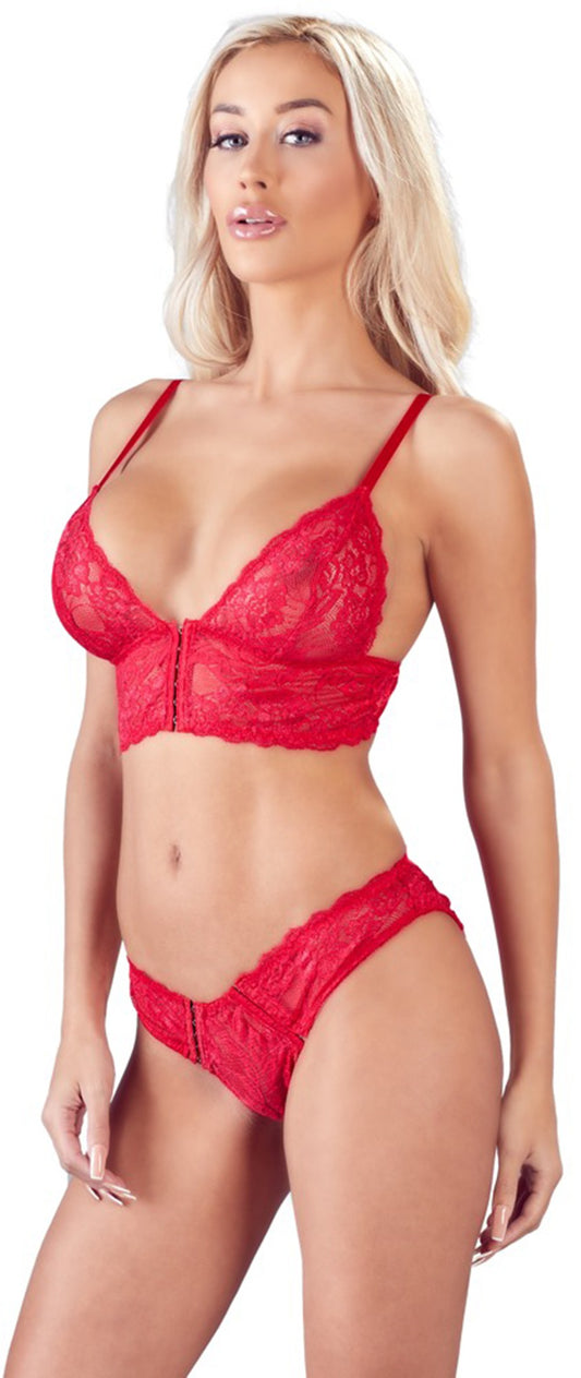 Ensemble 2 pièces rouge dentelle - SecretMinuit