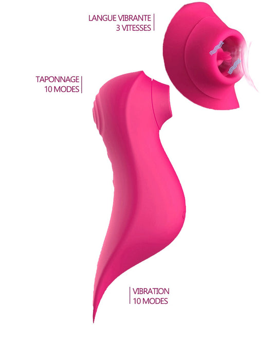 Le vibromasseur stimulateur Fuschia 3 en 1 - SecretMinuit