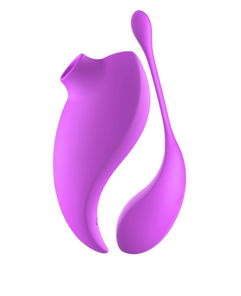 2en1 Stimulateur clitoridien à picots par aspiration avec son œuf vibrant à distance violet - SecretMinuit