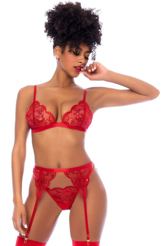 Ensemble 3 pièces rouge - SecretMinuit