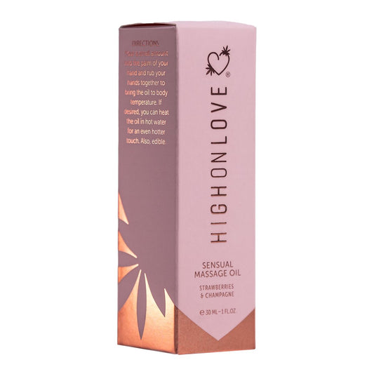 Huile de massage érotique Highonlove Fraise Vin Mousseux à la Fraise 30 ml - SecretMinuit