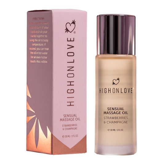 Huile de massage érotique Highonlove Fraise Vin Mousseux à la Fraise 30 ml - SecretMinuit
