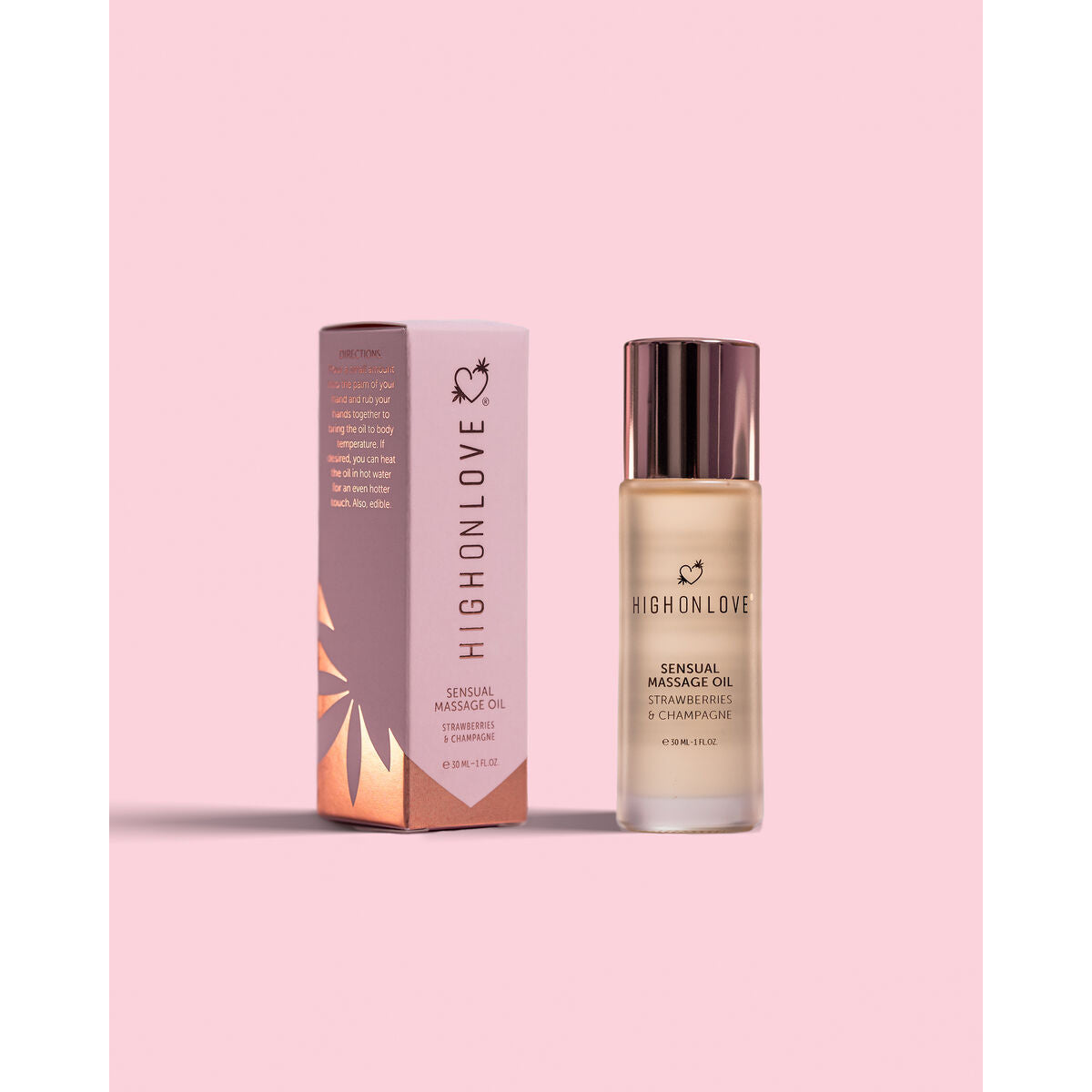 Huile de massage érotique Highonlove Fraise Vin Mousseux à la Fraise 30 ml - SecretMinuit