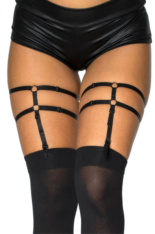 Porte-jarretelles noir brillant style harnais - SecretMinuit